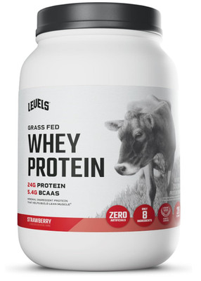 Levels Grass Fed Whey Protein Strawberry 2LB 24g Protein No Artificial