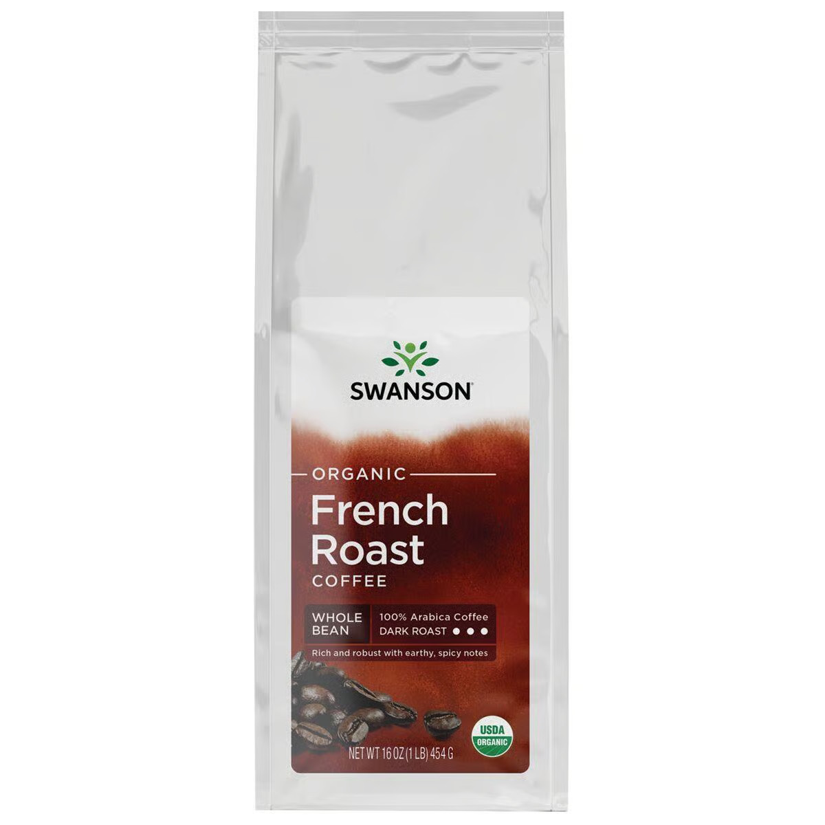 Органический цельнозерновой кофе французской обжарки Swanson - темная обжарка упаковка 16 унций 4590₽