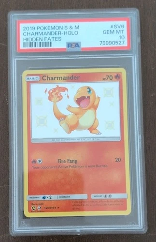 Pokémon Charmander Shiny Holo Rare Hidden Fates SV6/SV94 2019 PSA 10 Card
