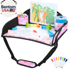 Kids Travel Tray for Toddler Car Seat, Portable Car Seat Lap Tray with 2 Cup Hol