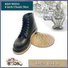 Red Wing 6-inch Classic Moc 8179 Leather Boots Shoes Men US 8 D Black Chrome