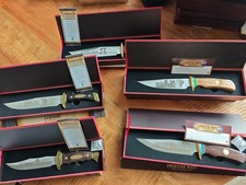 5x Sammlermesser Bowie American Mint Legends of the Wild West Set Vitrine