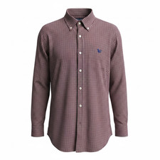 Chaps Easy Care Mens XL Red Navy Plaid Long Sleeve Button Up Dress Shirt