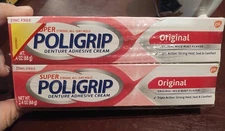 Super Poligrip Free Denture Adhesive Cream 2 Pack Strong 12 Hour Hold Zinc Free