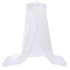 Jeteventy Bed Canopy for Girls, Princess Bed Curtain Net for Single to White