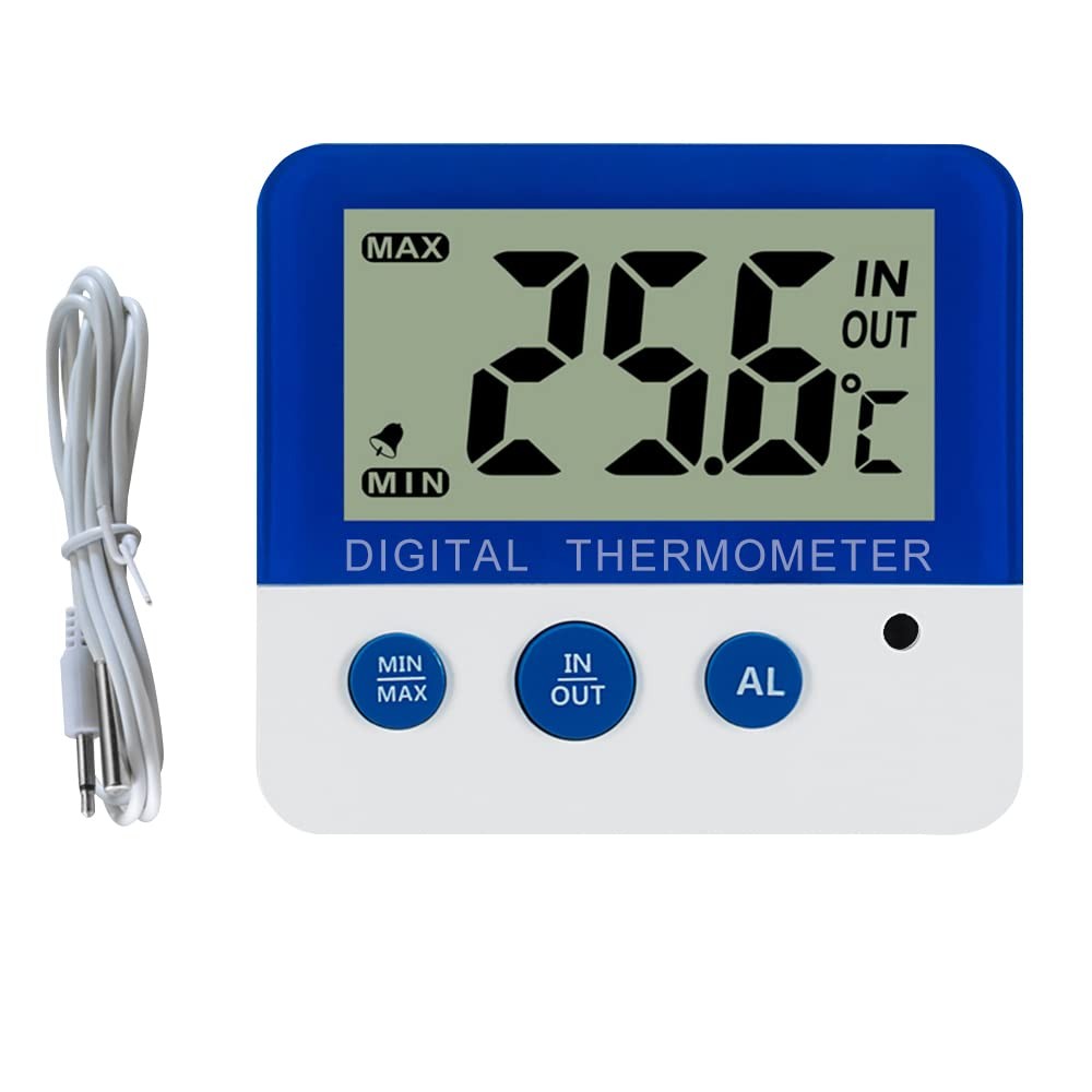 Gellvann Digital Freezer/Fridge Thermometer with Magnet and Stander LED Alarm