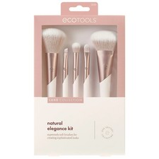 5-Piece EcoTools Luxe Vegan Natural Face, Cheek, Eye Makeup Brush Set, Whitegold