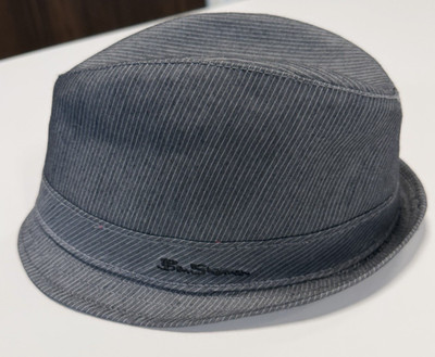 Ben Sherman Men's Fedora Gray pin stripe Canvas Trilby NWOT