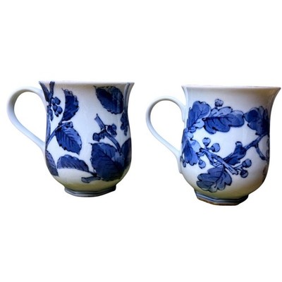 Vintage Fitz & Floyd Yamadori Bird Blue White Mugs Set of 2 Seto Ware Japan mugs