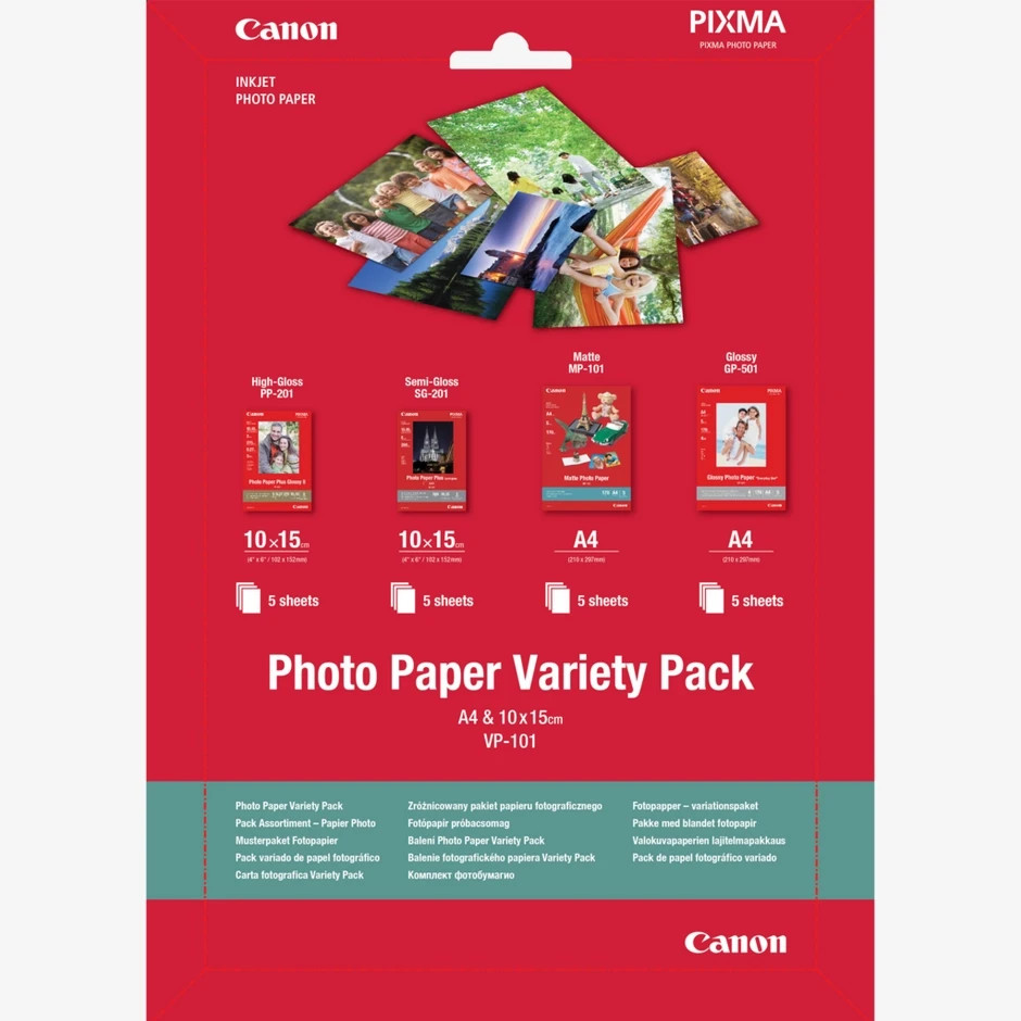 Original Canon VP-101 10x15cm and A4 Photo Paper Variety Pack 20 Sheets (0775b079) - Image 3