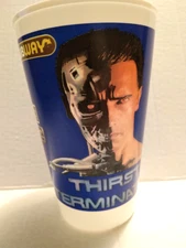 Vintage 1991 TERMINATOR T2 Movie Subway Plastic Cup Arnold Schwarzenegger Mug
