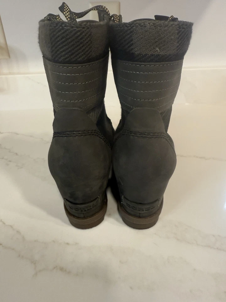 Sorel Lexie Botines de Cuña para Mujer 9 Buffalo Cuadros Verde Botín con Cordones NL3779 Foto 3 de 4