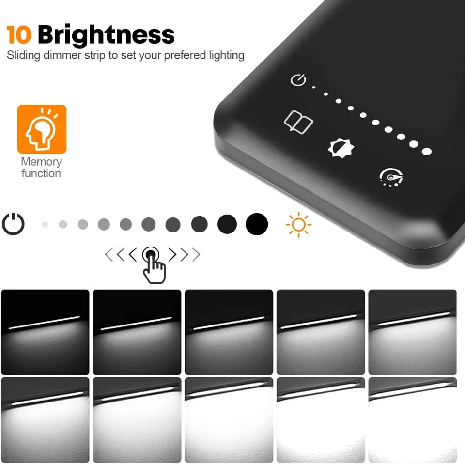 Lámpara de Escritorio LED Cuidado de los Ojos Lámpara de Mesa Regulable Lámpara de Mesita de Cama con 2 USB Po de Carga Foto 4 de 4