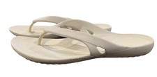 Crocs Iconic Comfort Women's Size 9 White Thong Flip Flops Sandals. VGUC