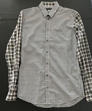Dolce & Gabbana Men's Grey Check Print Button Down Dress Shirt - Grey - 15 3/4