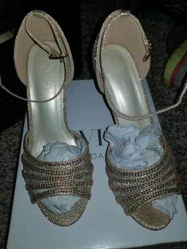 Rose Gold Shoes Heels Ankle Strap 