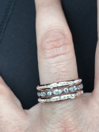 14k Solid Yellow Gold Eternity Stackable Ring Endless Wedding Band Lab Created - Picture 10 of 12