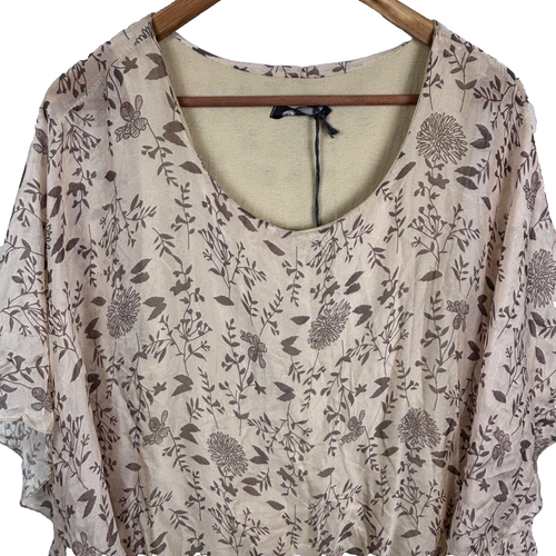 Women Silk Kimono Tunic Top Blouse Italy Sz L XL Fairy Lagenlook Boho Cottage - Picture 2 of 11