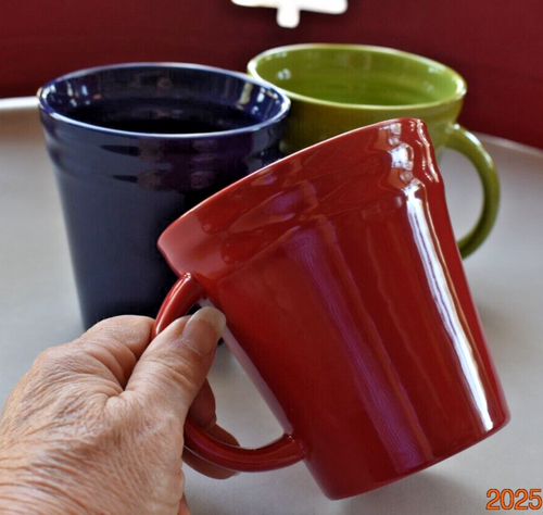 3 ~ Rachael Ray Double Ridge Mug 4.25"H Red, Apple Green, Blue Stoneware 2012 - Picture 2 of 8