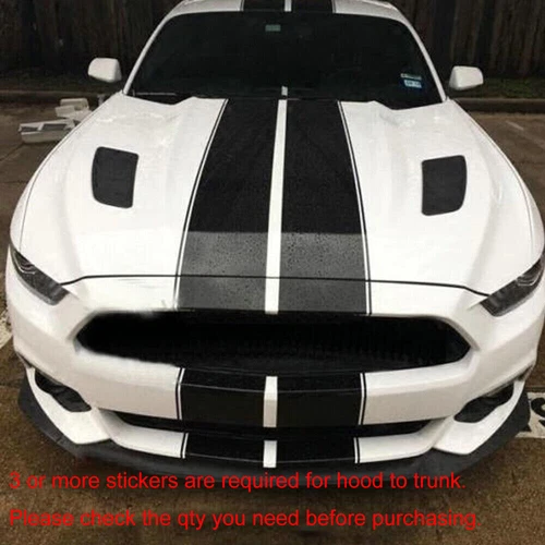 For Ford Mustang Etc 78.7'' Black Hood Roof Rally Racing Stripe Vinyl Sticker - Picture 4 of 12