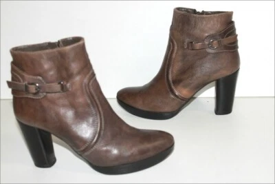 MINELLI Bottines Boots Cuir Marron Doublées Cuir Talons Hauts T 39 TTBE - Photo 1/4