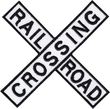 Patch - Railroad Crossing Sign Train Tracks 3" Embroidered Sew Iron On #39262