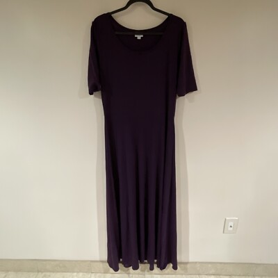 Lularoe Womens Dress Purple Long Dress Short Sleeve Size 2XL Flared | eBay