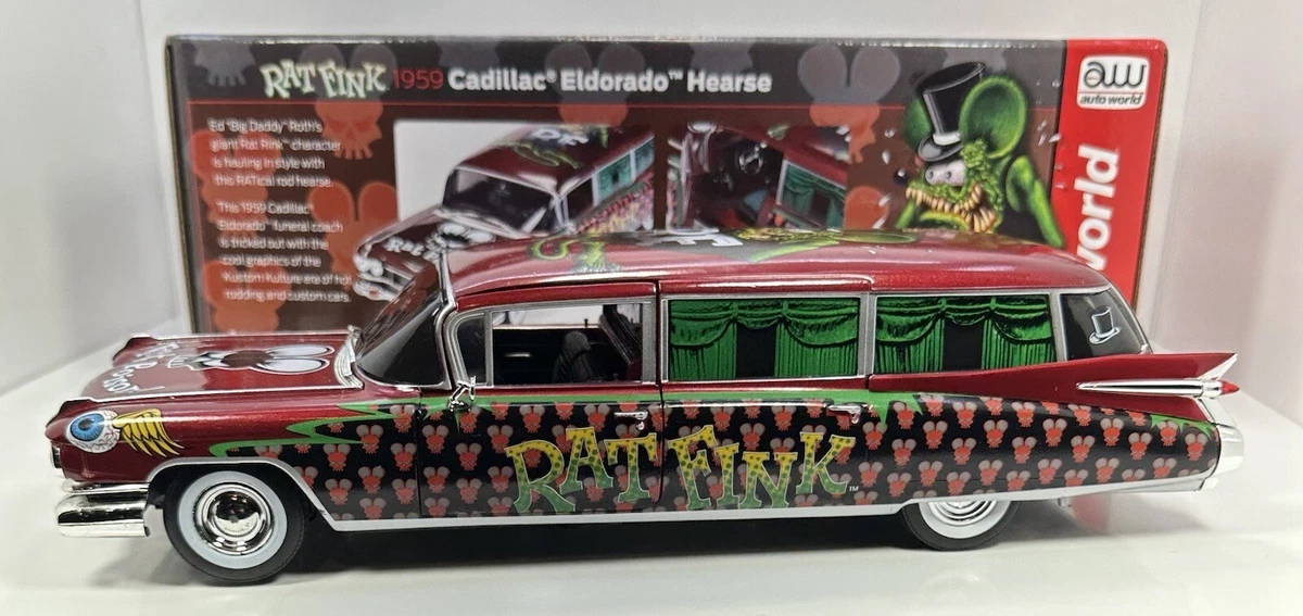 AutoWorld 1/18 Scale 1959 CADILLAC ELDORADO HEARSE”RAT FINK