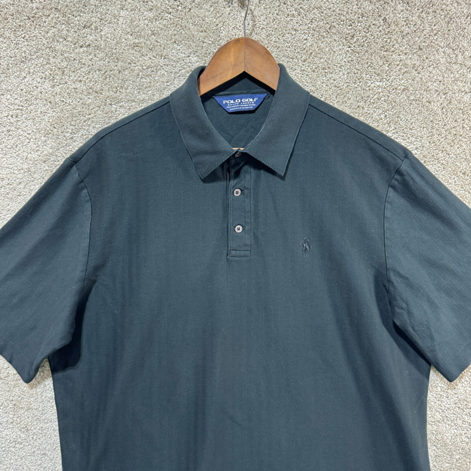 Ralph Lauren Polo Golf Camicia Uomo Grande Blu Pima Cotone Manica Corta Pony Logo