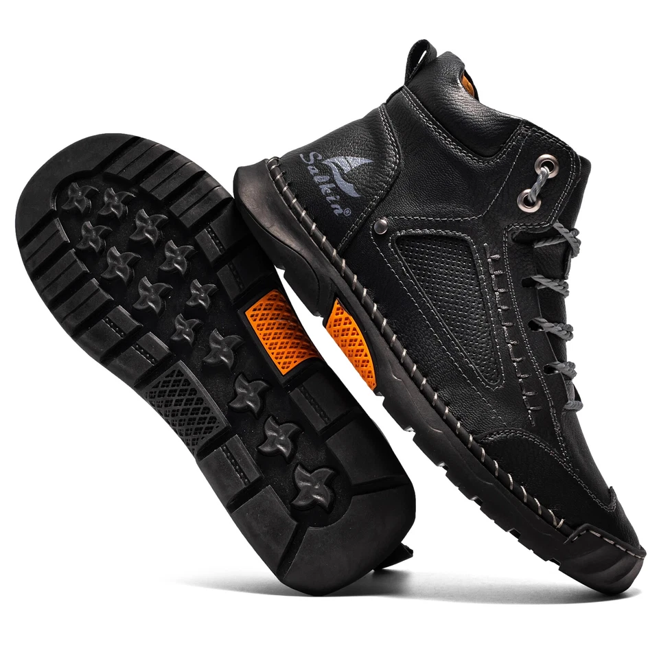 Men Waterproof Ankle Boots Breathable Soft Sneakers Handmade Casual Flat Shoes - Image 2 of 4