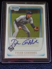 2011 Bowman Chrome Draft Tyler Goeddel Auto Blue Refractor /150 Rays