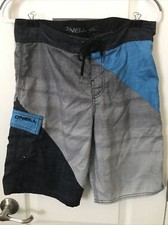 Men  s O'Neill Gray Blue Board Surf Shorts Size 32 Inseam 10  