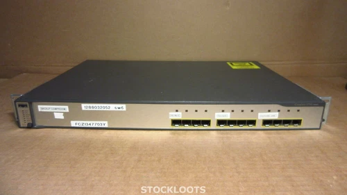 Cisco WS-C3750G-12S-S V12 - 12-Port SFP Gigabit Network Switch INCL RACK EARS