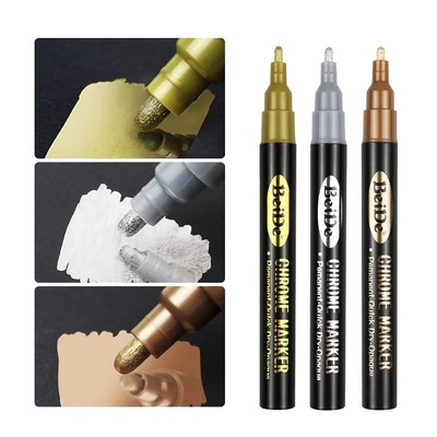 1 Pcs Mirror Chrome Marker Gold Sliver Copper Permanent Reflective Paint Pen