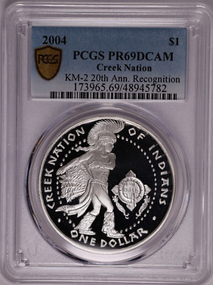 2004 Creek Nation 1 Dollar 20th Anniv. Recognition Silver Coin