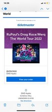 Rupauls Drag race werq the world tour 2022 Glasgow 2 tickets face value 39 each