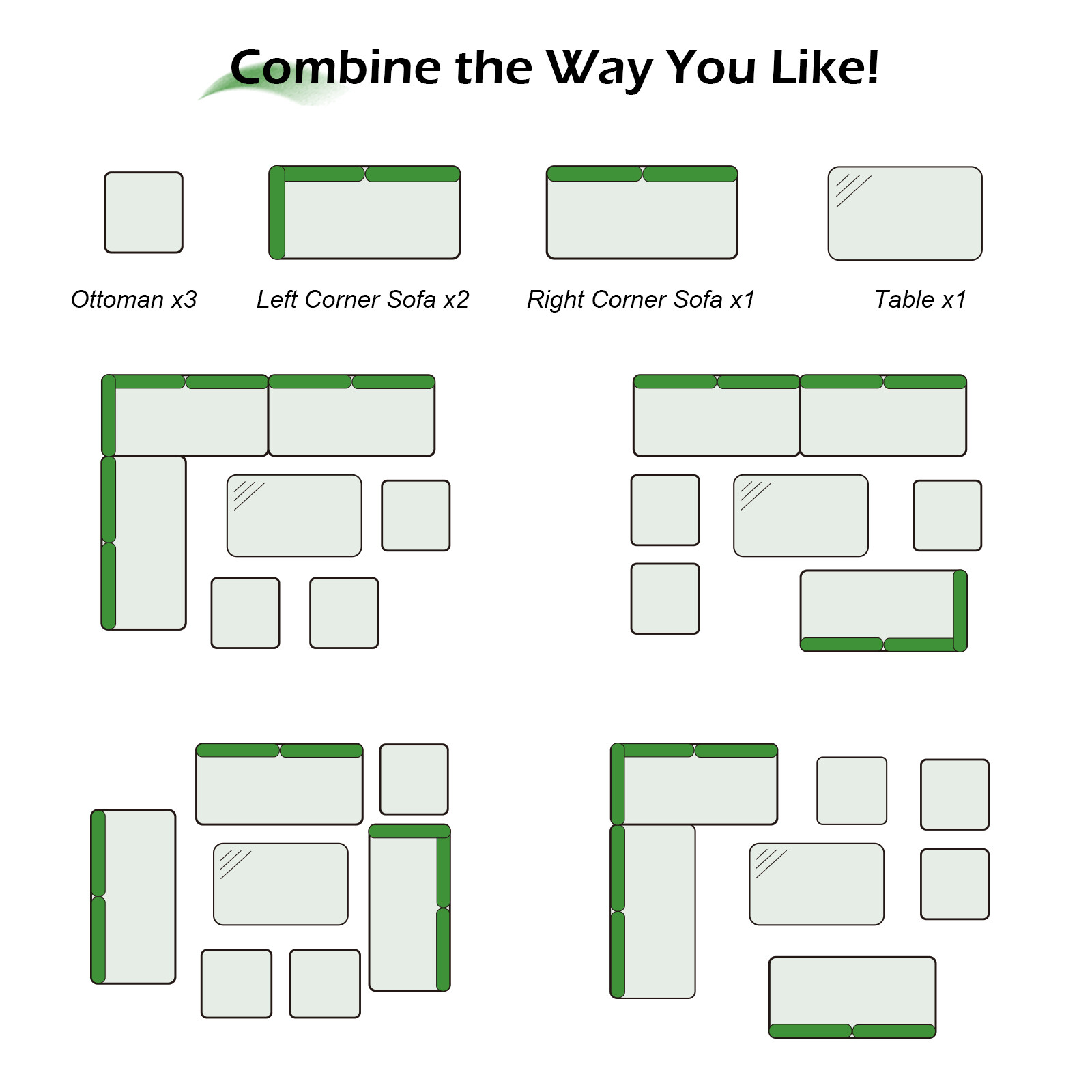 AECOJOY 7 Pieces Patio Furniture Set Outdoor Sectional Sofa Garden