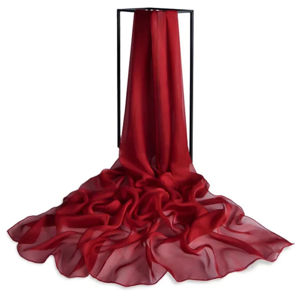 Luxurious Women's 100% Silk Chiffon Scarf – Solid, Elegant Wrap (110x180 cm) - Image 3 of 4