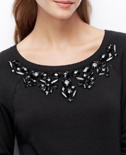 Ann Taylor - Medium Black Long Sleeve Embellished Sweater Dress $139.00 (19) NWT