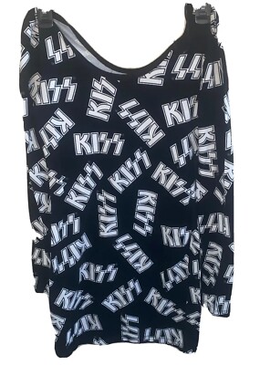 Forever 21 KISS Logo All Over Print Women's Size Medium Black Long