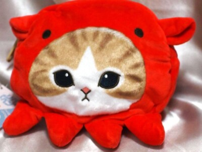 Mofusand Reversible Pen Pouch Octopus Cat Mendako Nyan Face Red Bandai Japan New