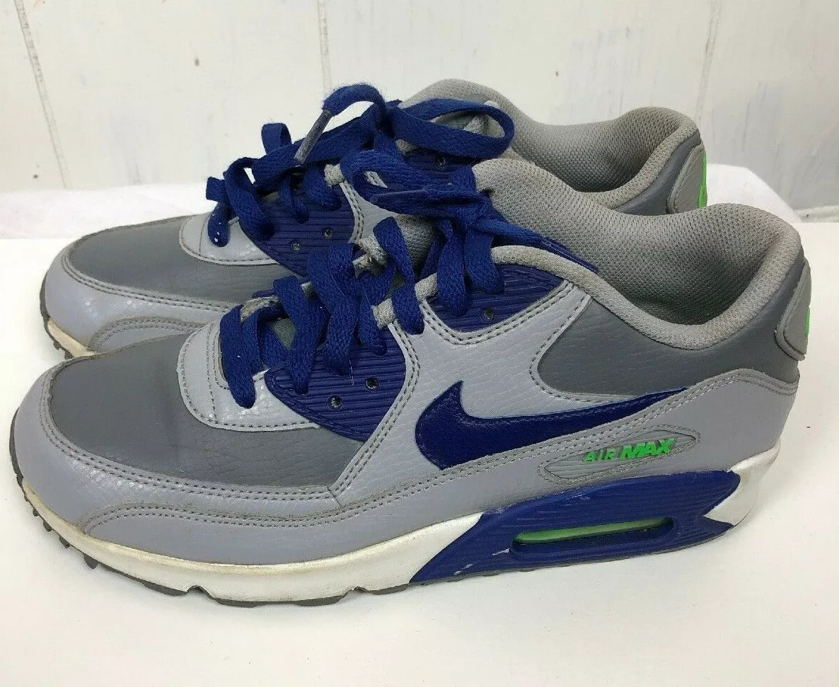 Nike Air Max 90 Cool Grey Royal Blue Youth Boys Shoes Size 7Y