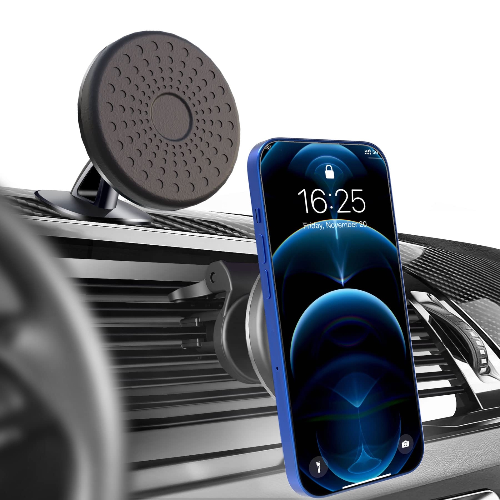 Magnetic Phone Mount for Car - 2-in-1 Air Vent and Dashboard Compatible, 360°...