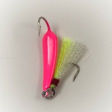 5 Pack Ringed Pompano Goofy Jigs Pink w/ White/Chartreuse Teaser 3/8,1/2, 3/4oz