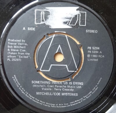 MITCHELL/COE MYSTERIES--SOMETHING INSIDE US IS DYING--PROMO A ?-7'' VINYL 45-V/G+