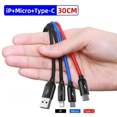 Baseus AiO Charging Cable: 3-in-1 USB, Type-C, Micro & 8-Pin für Apple, Samsung