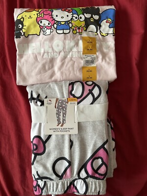 NWT Hello Kitty T-Shirt and Lounge Sleeping Pants Pajama Set LRG