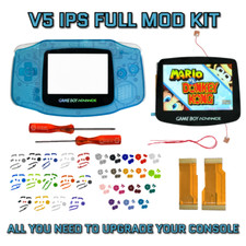 Game Boy Advance GBA V5 IPS LCD Backlight Housing Shell Mod Kit CLEAR BLUE