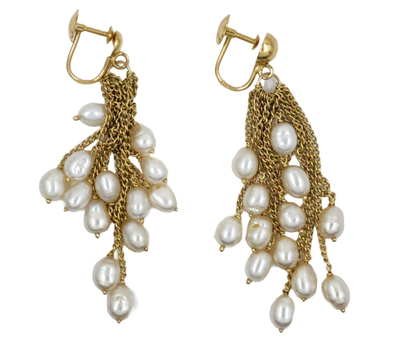 ANTIQUE FRENCH HALLMARK 18K GOLD CHANDELIER CHAIN PEA… Gem