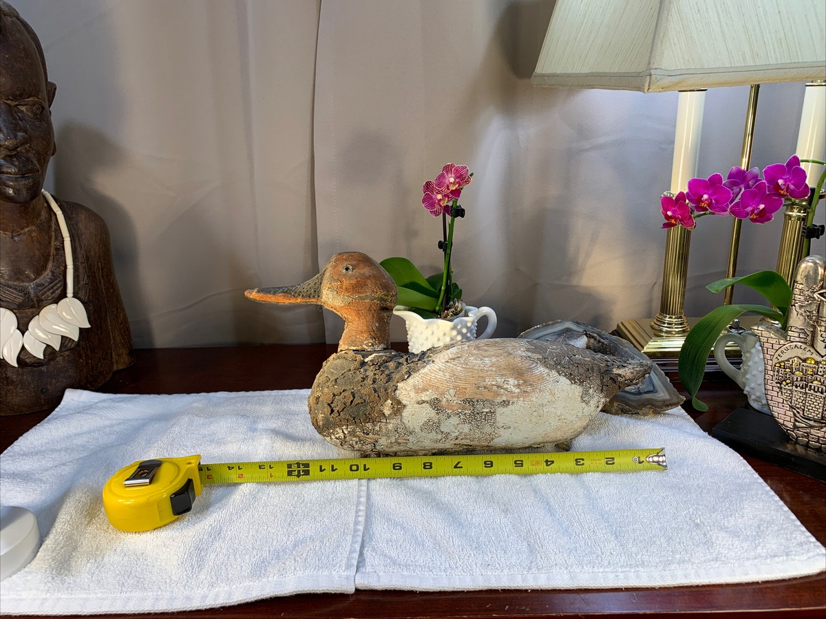 レア Vintage duck decoy usa 木製 デコイ カモ オブジェ Vintage antique handcarved Primitive Folk Art Wood duck decoy RARE